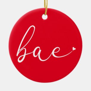 Elegant Script Love Heart Bae Definition Ceramic Tree Decoration