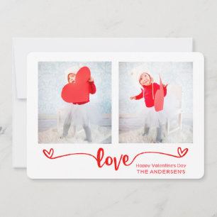 Elegant Script Love Hearts Valentine's Day Photo Holiday Card