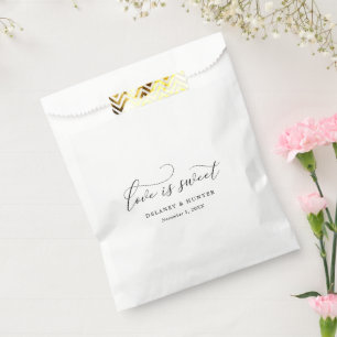 Elegant Script Love is Sweet Minimalist Wedding Favour Bags