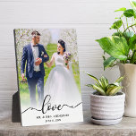 Elegant Script Love Mr. & Mrs. Wedding Photo Plaque<br><div class="desc">Love Elegant Script Mr. & Mrs. Wedding Photo Plaque</div>