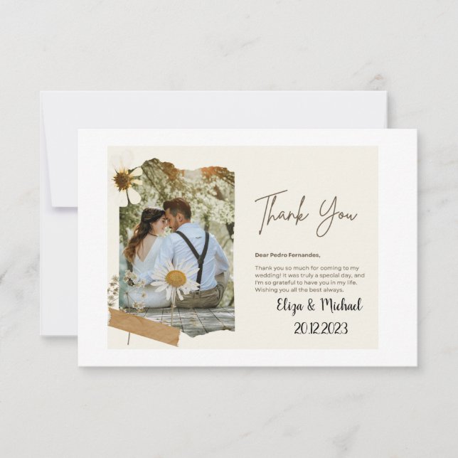 Elegant  Script Love  Wedding Photo  Thank You Card (Front)