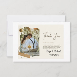 Elegant  Script Love  Wedding Photo  Thank You Card