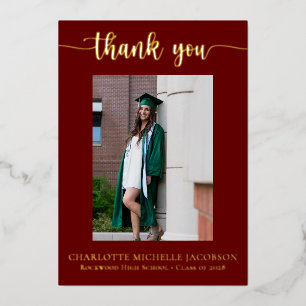 Elegant Script Maroon Gold Photo Graduation