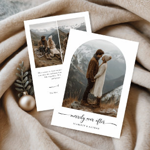 Elegant Script Merrily Ever After Arch Photo Holiday Card