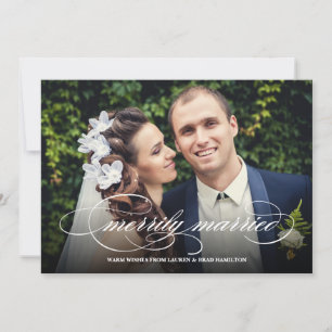 Elegant Script Merrily Married Holiday Photo
