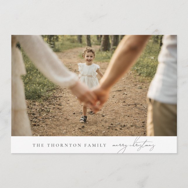 Elegant Script | MERRY CHRISTMAS 4 Photo Collage Holiday Card (Front)