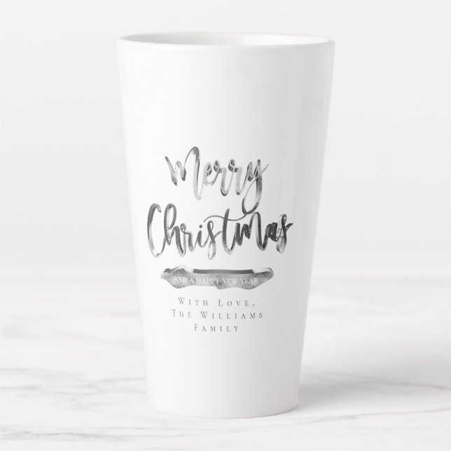 Elegant Script Merry Christmas and Happy New Year Latte Mug (Front)