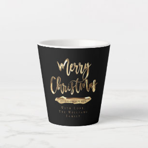 Elegant Script Merry Christmas and Happy New Year Latte Mug