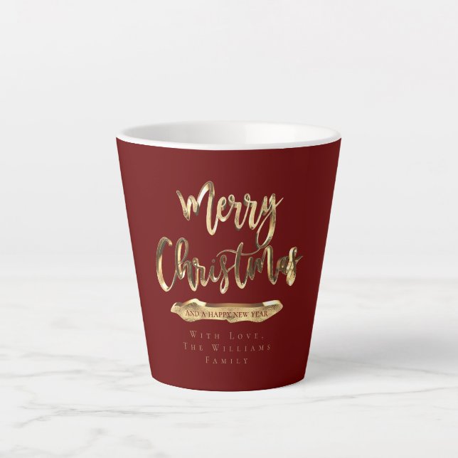 Elegant Script Merry Christmas and Happy New Year  Latte Mug (Front)