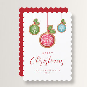 Elegant Script Merry Christmas Baubles Holiday Card