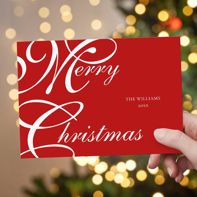 Elegant Script Merry Christmas Non Photo Holiday Card (Creator Uploaded)