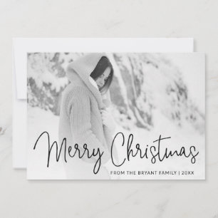 Elegant Script Merry Christmas Photo Holiday Card
