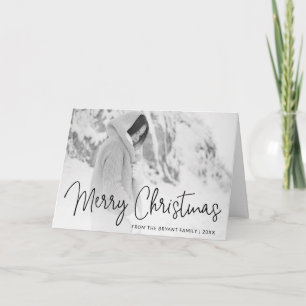 Elegant Script Merry Christmas Photo Holiday Card