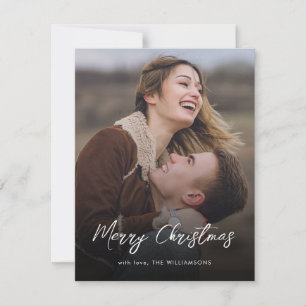 Elegant Script Merry Christmas Wilson Tartan Photo Card