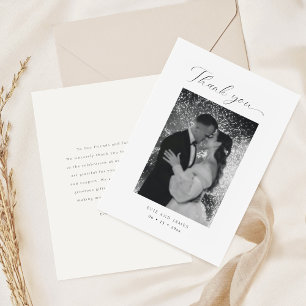 Elegant Script Minimal Photo Wedding Thank You Card