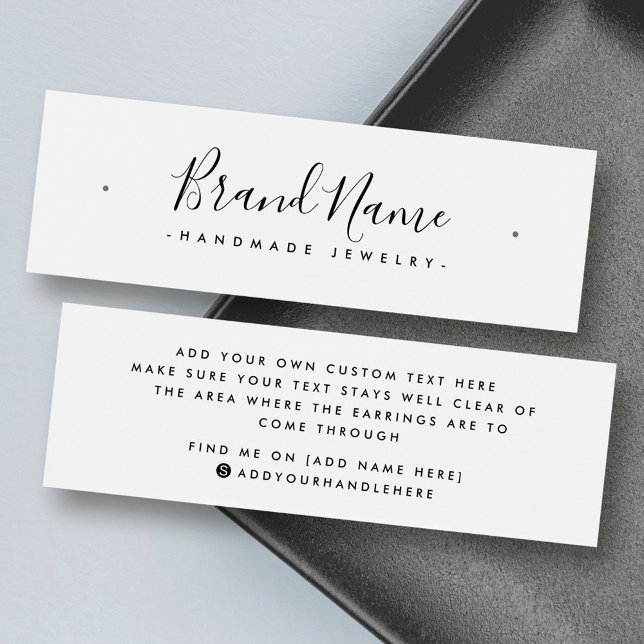 Elegant script minimal stud earring display card (Elegant script minimal stud earring display card)