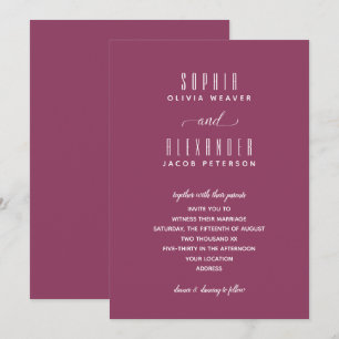 Elegant Script Minimalist Berry Wedding Invitation