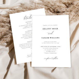 Elegant Script Minimalist Double Sided Wedding Invitation