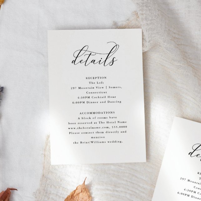 Elegant Script Minimalist Editable Wedding Details Enclosure Card (Creator Uploaded)