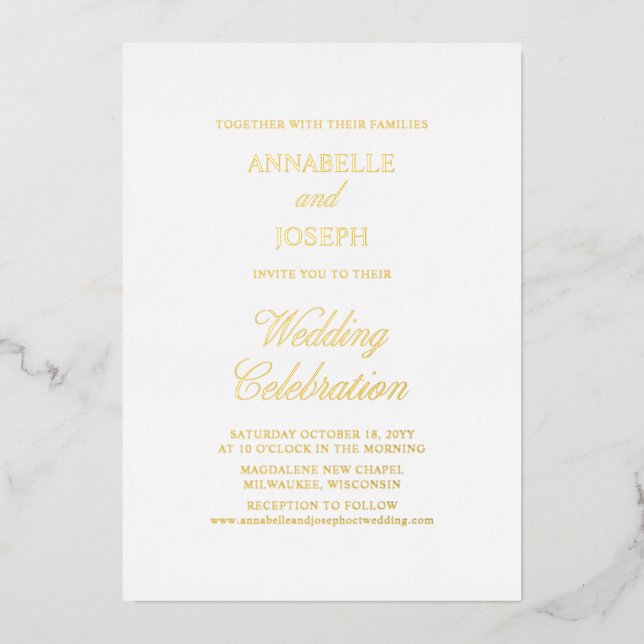 Elegant Script Minimalist Formal White Wedding (Front)