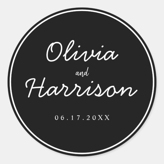 Elegant Script Minimalist Modern Wedding Sticker (Front)
