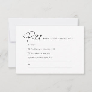 Elegant script minimalist RSVP Reply Card