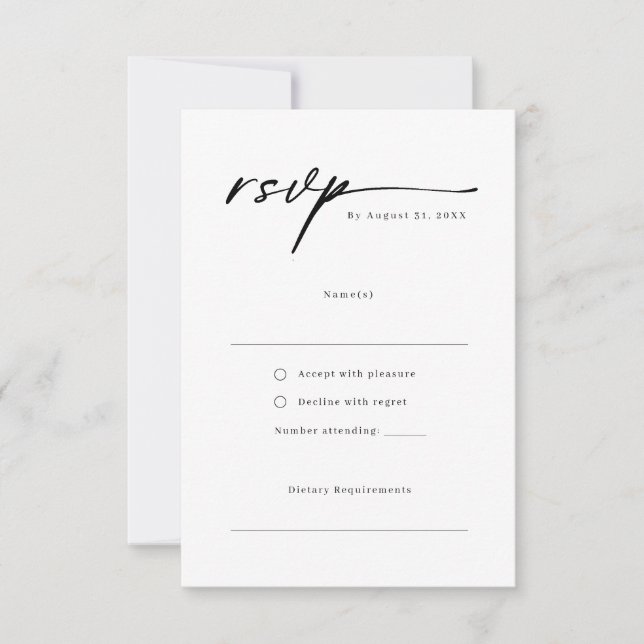 Elegant script minimalist RSVP Reply Card (Front)