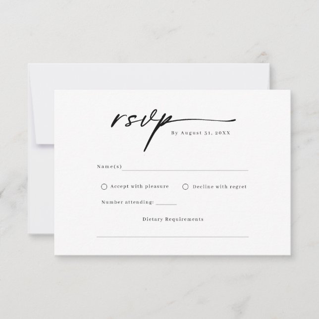Elegant script minimalist RSVP Reply Card (Front)