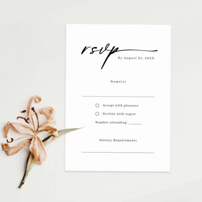 Elegant script minimalist RSVP Reply Card (Creator Uploaded)