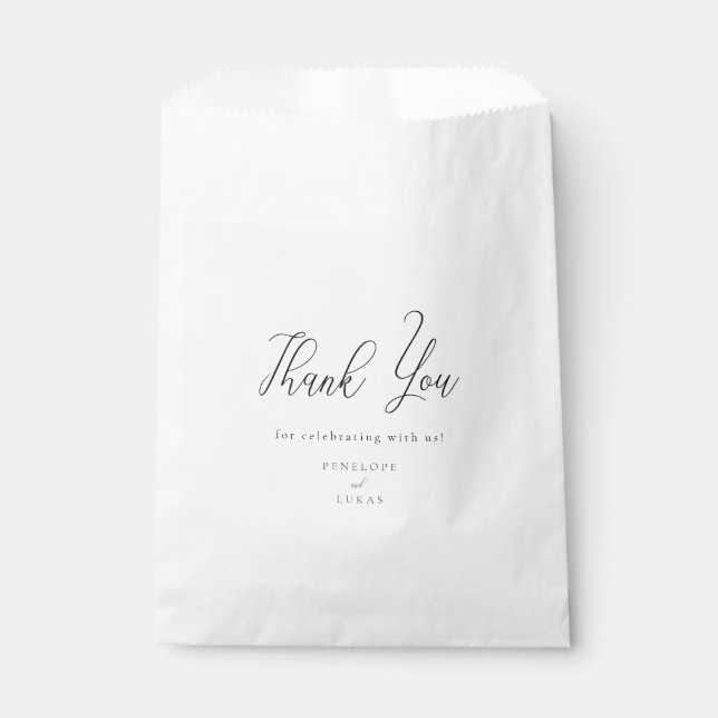 Elegant Script Minimalist Wedding Favour Bags (Front)