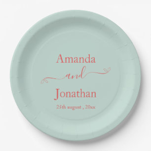 Elegant Script Minimalist Wedding Paper Dinner  Plate