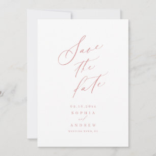 Elegant script minimalist wedding save the date