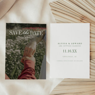Elegant Script Minimalistic Full Photo Wedding Save The Date