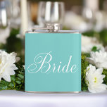 Elegant Script Mint Green Bride Hip Flask<br><div class="desc">Elegant script bridal party gifts.</div>