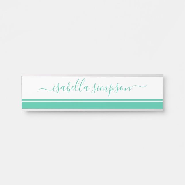Elegant Script Mint Professional Door Sign (Front)