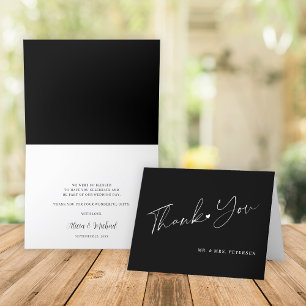Elegant script modern black wedding thank you
