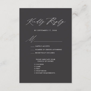 Elegant Script Modern Charcoal Simple Wedding RSVP Enclosure Card