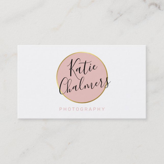 ELEGANT script modern chic pretty gold blush pink Business Card (Front)