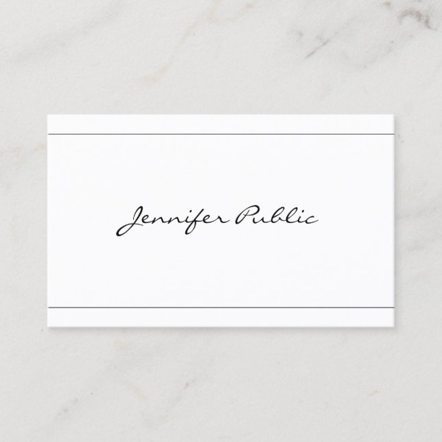 Elegant Script Modern Clean Design Beautiful Plain Business Card (Front)