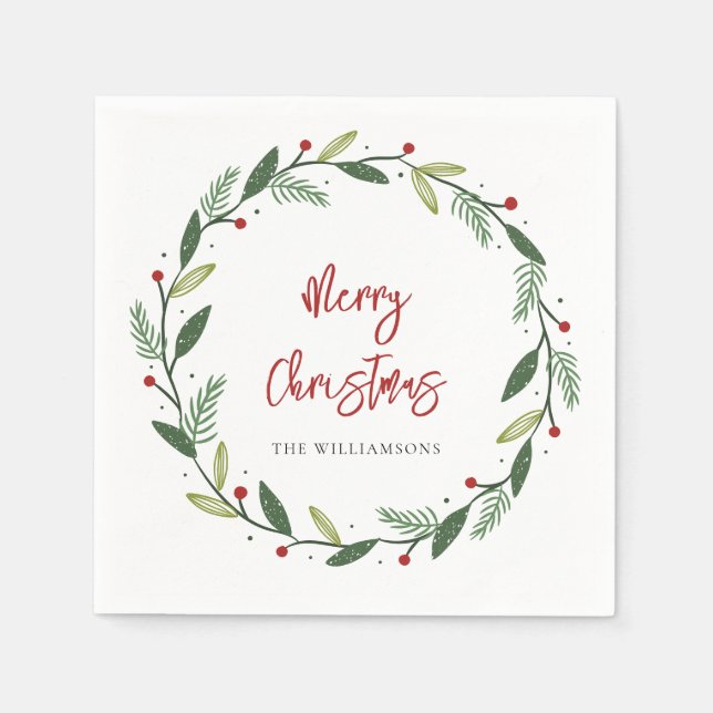 Elegant Script Modern Family Christmas Holidays Napkin (Front)