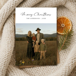 Elegant Script Modern Family Photo Christmas Card