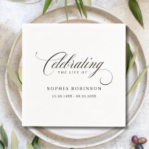 Elegant Script Modern Funeral Memorial  Napkin
