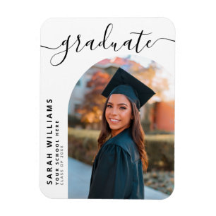 Elegant Script Modern Graduation Announcement Magnet