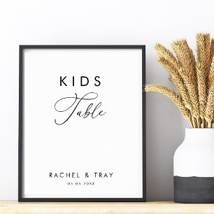 Elegant Script Modern Kids Table Wedding Sign   