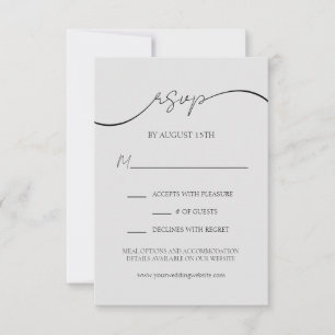 Elegant Script Modern Light Grey Wedding RSVP Card