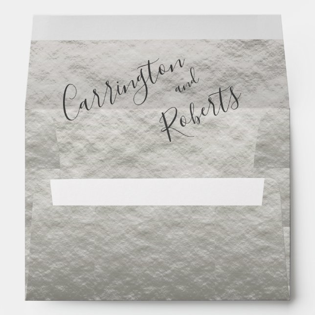 Elegant Script Modern Metallic Simple Wedding  Envelope (Back (Bottom))