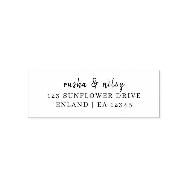 Elegant Script Modern Minimal Wedding Address Self-inking Stamp (Design)