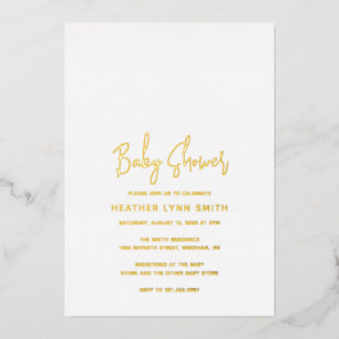 Elegant Script Modern Minimalist Baby Shower Gold