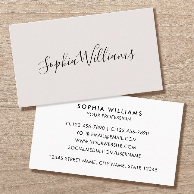 Elegant Script Modern Minimalist Off-White Business Card (Creator Uploaded)