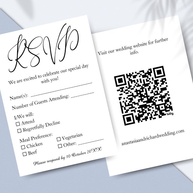 Elegant Script Modern Minimalist Wedding RSVP Card (Elegant Script Modern Minimalist Wedding RSVP Card)